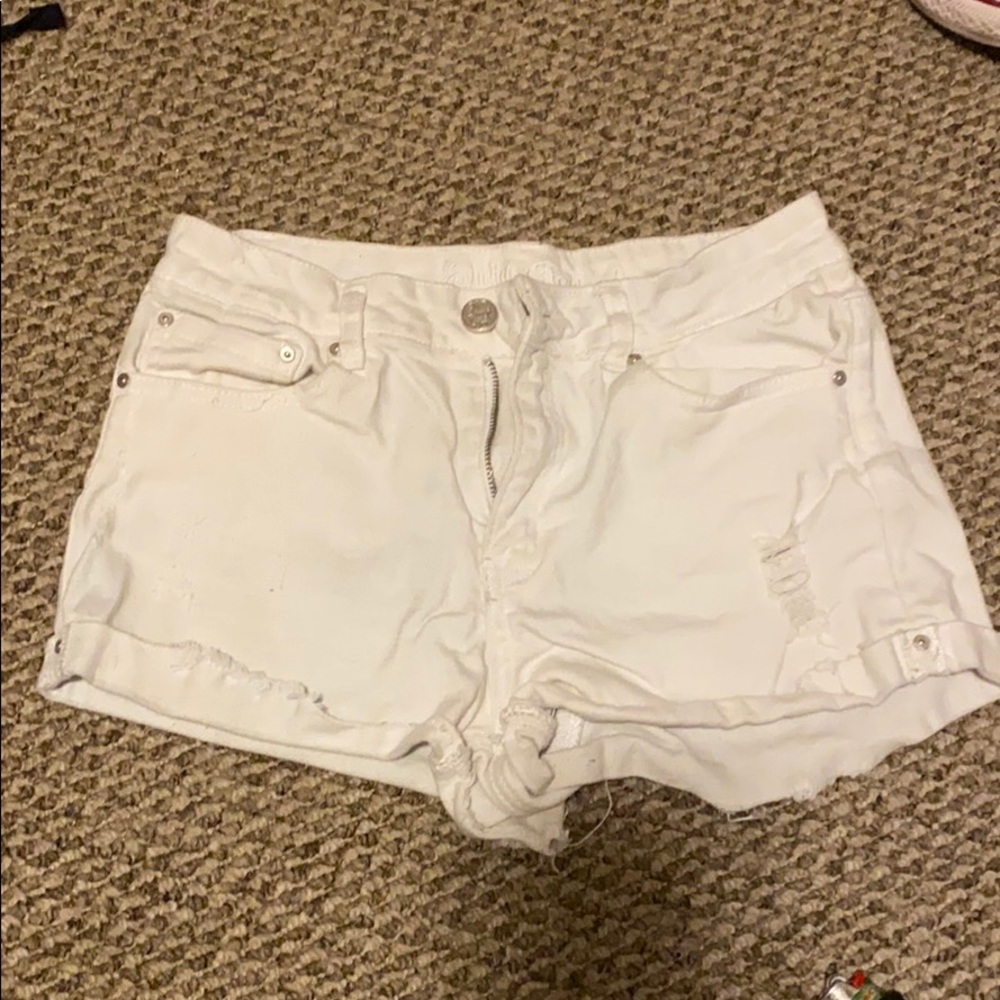 WHITE High Waisted Denim Shorts- STRETCHYDenim